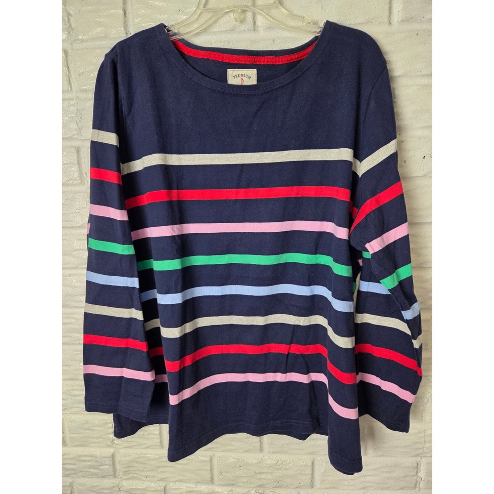 Joules Navy Blue Multi Stripe Long Sleeve Harbour Pullover sweater US 22 UK 26